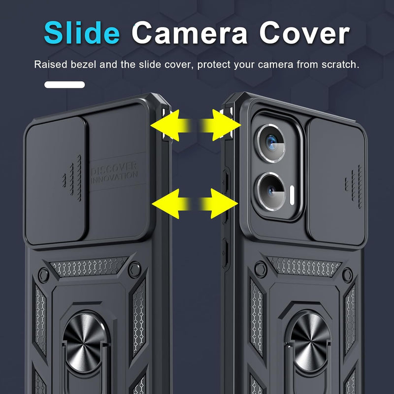 Load image into Gallery viewer, [Magnetic Ring Kickstand][Slide Camera Cover] Motorola Moto G Stylus 5G 2024 - Shield Shockproof Rugged Heavy Duty Case  With 2PC 9H Glass Screen Protector
