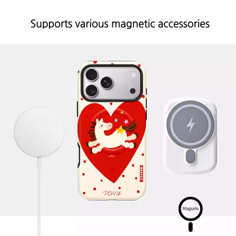Load image into Gallery viewer, [Magsafe Compatible] Apple iPhone 17/Air/Pro/Max - Lucky Pony Shockproof Stand Case
