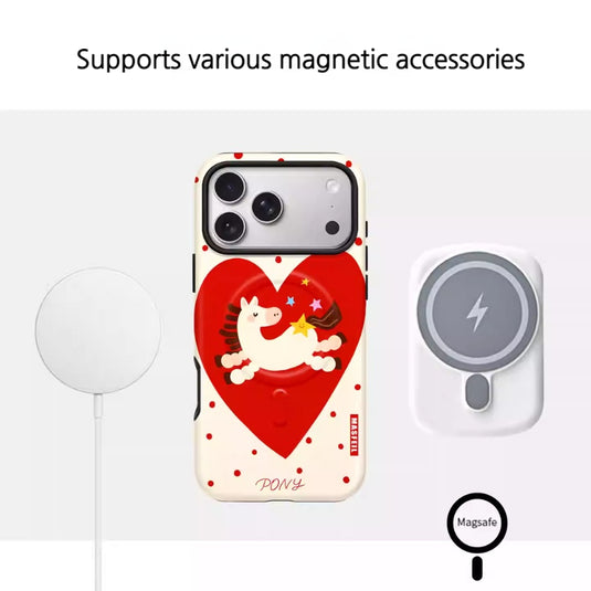 [Magsafe Compatible] Apple iPhone 17/Air/Pro/Max - Lucky Pony Shockproof Stand Case