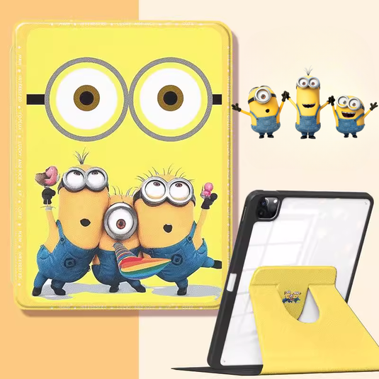 [Built-in Pen Slot] Apple iPad Air 4/5 10.9'' 4/5th Gen (2020/2022) Minions Smart 360° Degree Rotate Stand Shockproof Flip Cover Case