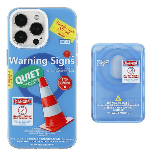 [Magsafe Compatible][With Card Holder] Apple iPhone 13/Pro/Provintage road warning label traffic cone design style Shockproof Fashion Series Case