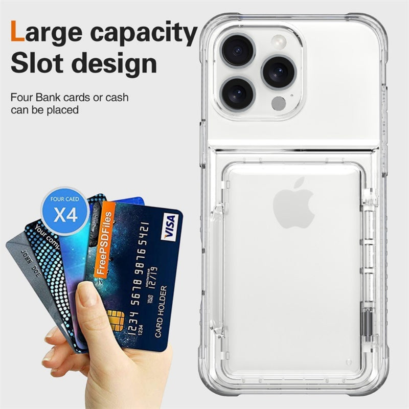 Load image into Gallery viewer, [With Card Slot] Apple iPhone 15/Plus/Pro/Max - Transparent Foldable Wallet Stand Shockproof Phone Case
