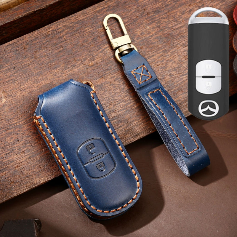 Load image into Gallery viewer, Mazda Handcrafted Genuine Leather Folding Key Protective Case For CX-5, CX-4, CX-3
