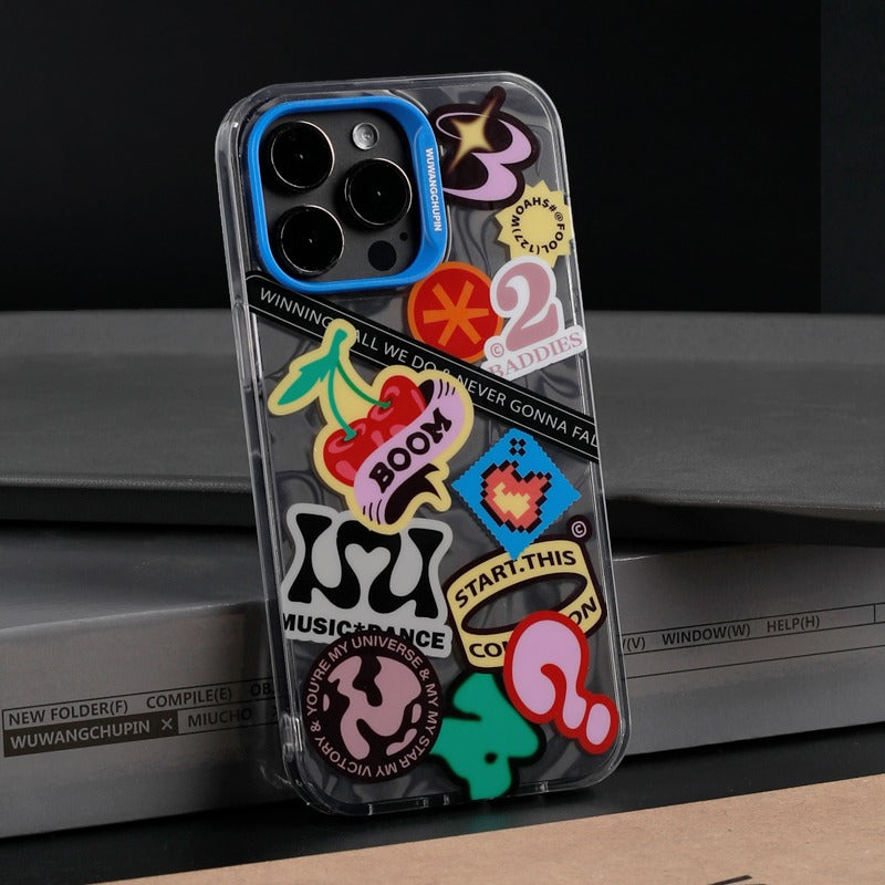 Load image into Gallery viewer, Apple iPhone 14/Pro/Pro Max Comic Sticker Style Phone Case Shockproof Fashion Series Case
