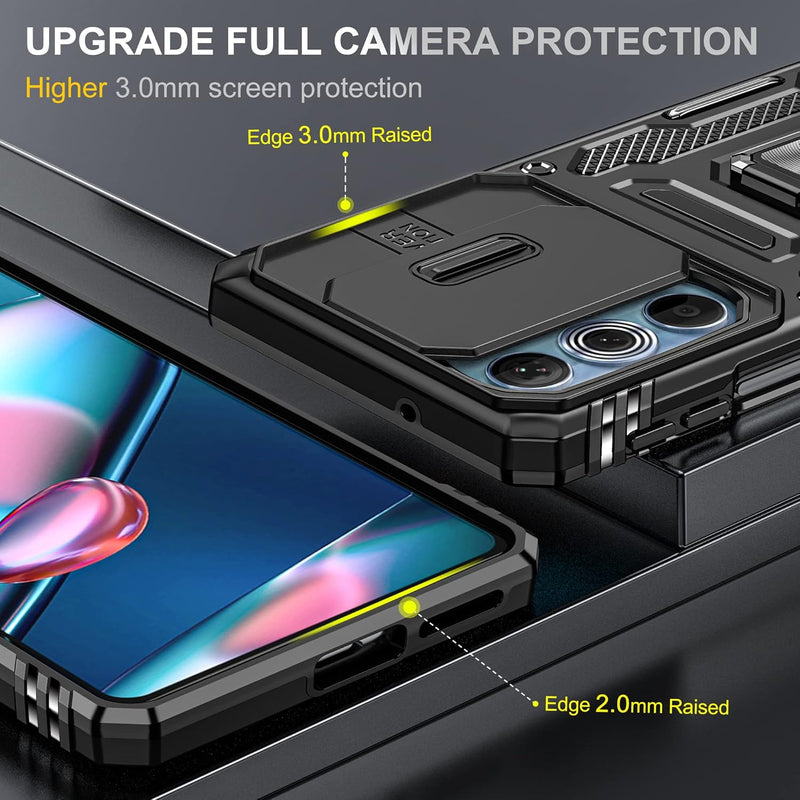 Load image into Gallery viewer, [Magnetic Ring Kickstand][Camera Cover] Motorola Moto Edge 30 Pro/Edge Plus 2022 - Shield Shockproof Rugged Heavy Duty Case With 2PC 9H Glass Screen Protector
