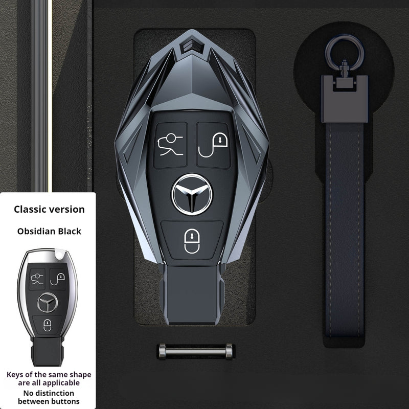 Load image into Gallery viewer, Mercedes Benz Mecha Style Zinc Alloy Key Case For Benz A, B, C, E, S, G-Class, GLA, GLB, GLC, GLE, GLS, CLA, CLS, EQC
