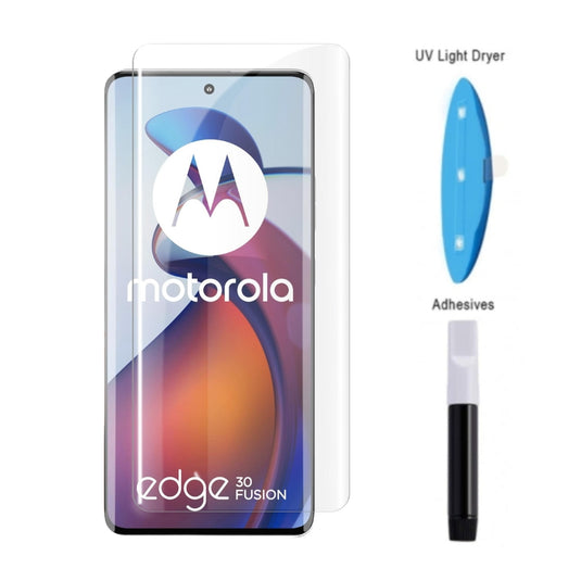 [UV Glue][HD] Motorola Moto Edge 30 Fusion - UV Full Covered Curved 9H Tempered Glass Screen Protective Protector