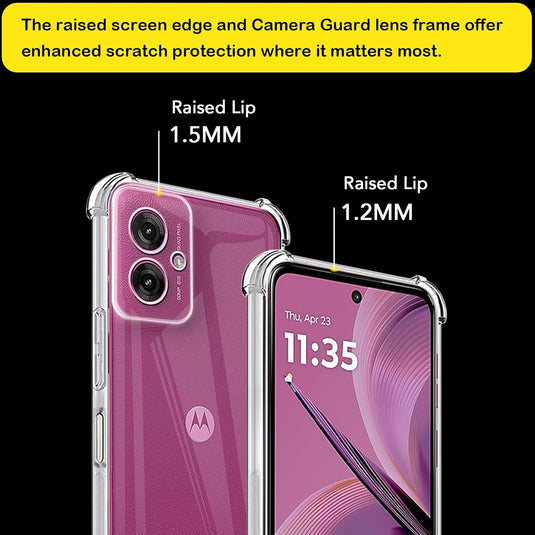 Motorola Moto G55 5G - AirPillow Cushion Transparent Soft Clear TPU Four Corners Protective Case With 2PC 9H Tempered Glass Sreen Protector