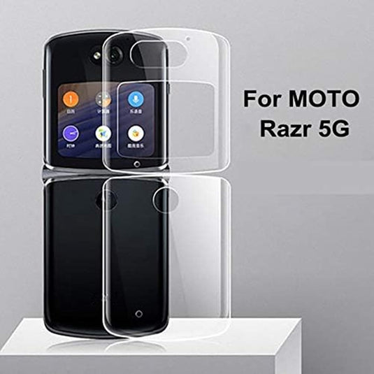 Motorola Moto Razr 5G 2020 - AirPillow Cushion Transparent Soft Clear TPU Case With 2PC 9H Tempered Glass Screen Protector