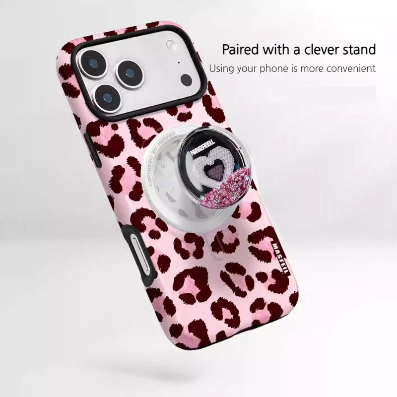 Load image into Gallery viewer, [Magsafe Compatible] Apple iPhone 17/Air/Pro/Max - Minimalist Leopard Print Shockproof Stand Case
