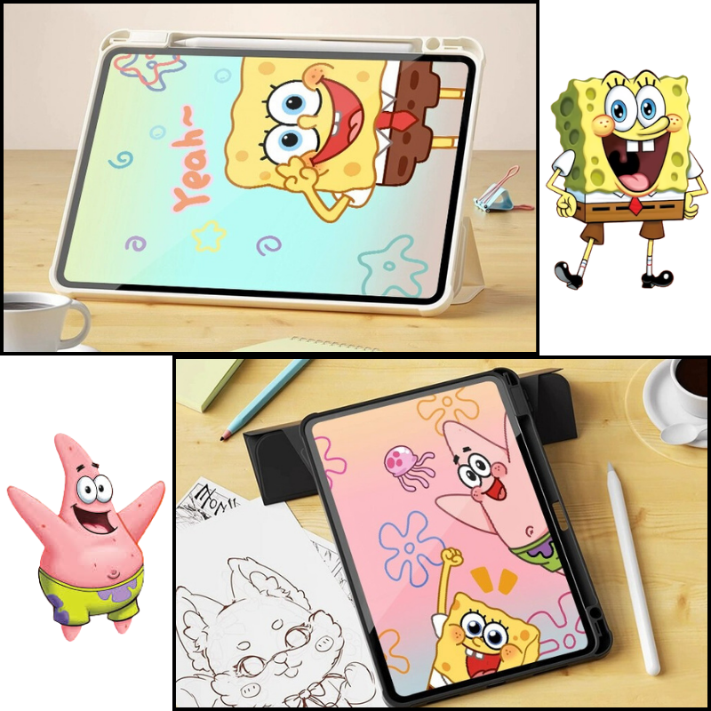 Load image into Gallery viewer, [Built-in Pen Slot] Apple iPad Air 11-inch M2/M3 (2024/2025) SpongeBob Smart 360° Degree Rotate Stand Shockproof Flip Cover Case
