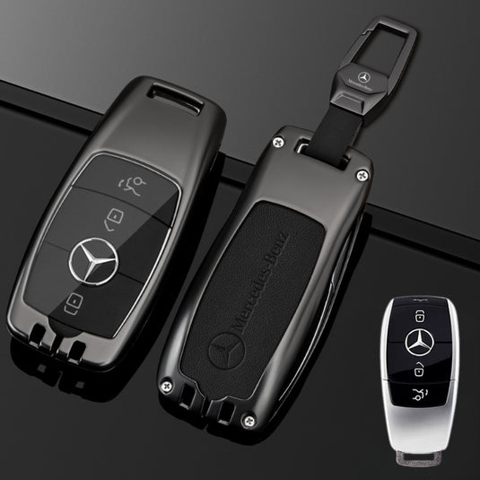 Mercedes Benz Alloy + Leather Protection Car Key Case For Benz A, B, C, E, S, G-Class, GLA, GLB, GLC, GLE, GLS, CLA, CLS, EQC