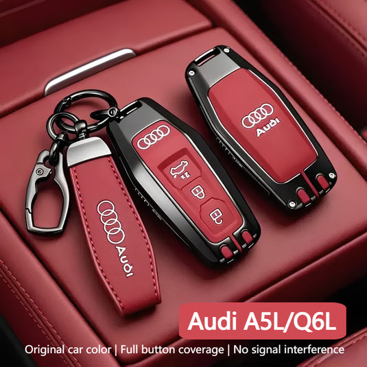 Audi Premium Leather Protection Car Key Fob Case Cover For Audi A5, A5L, Q5, Q6, Q6L, e-tron (2025/2026) - i-Station Mobile Phone & Electronic Device Repair and Accessories