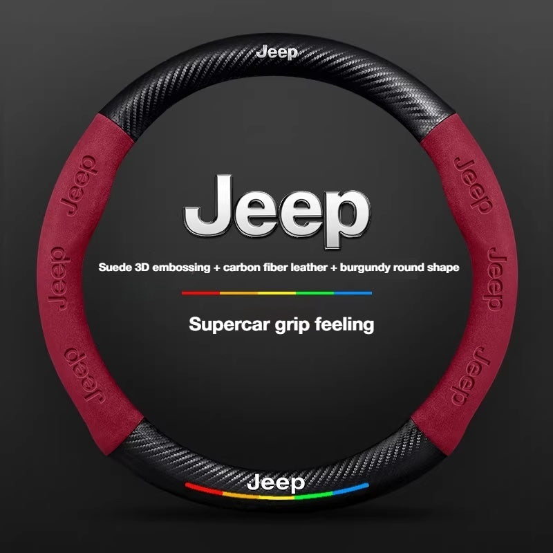 Load image into Gallery viewer, Jeep Leather-Texture Suede Durable, Sporty Feel Steering Wheel Cover For Compass, Grand Cherokee, Commander, Wrangler, Renegade, Liberty - i-Station Mobile Phone &amp; Electronic Device Repair and Accessories
