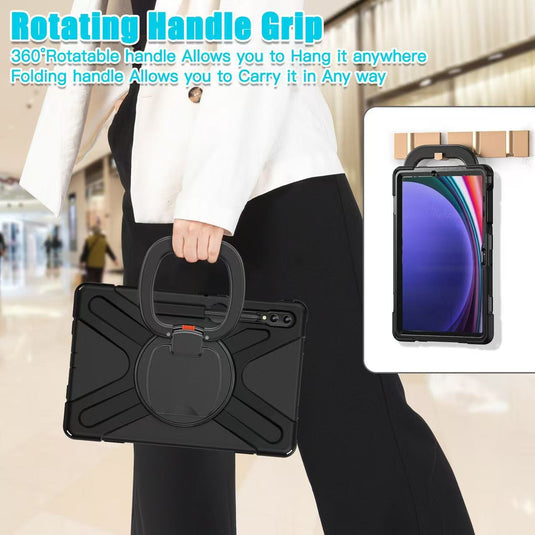 Samsung Galaxy Tab S7 Plus/S7 FE/S8 Plus 12.4" - Multifunctional Shockproof Heavy Duty Series Case With Shoulder Strap