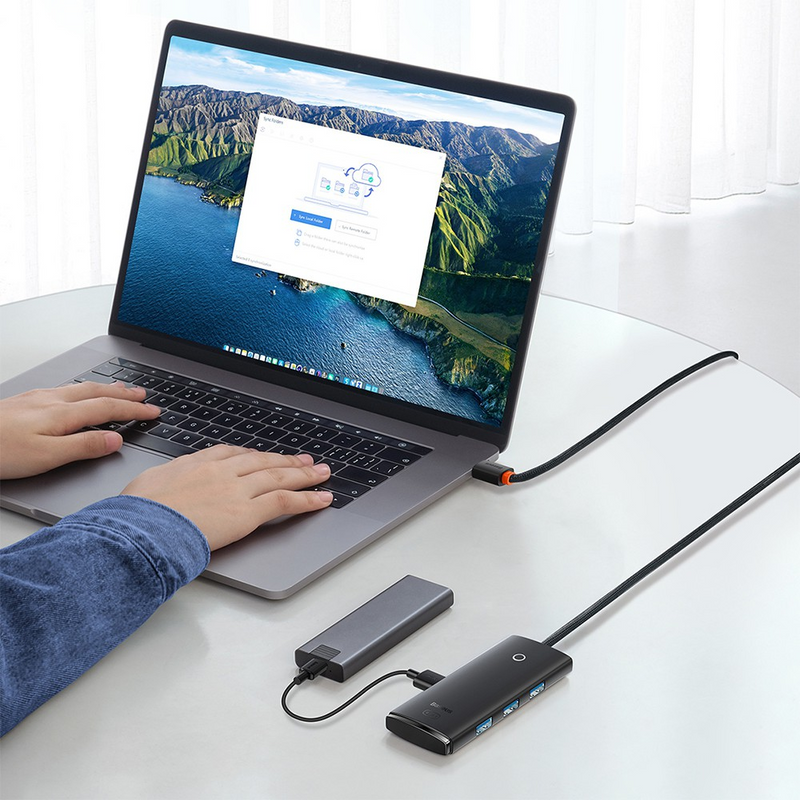Load image into Gallery viewer, Baseus Hub Lite Series 4 Port USB HUB (USB 3.0 X 4 200cm) WKQX030201 - Black
