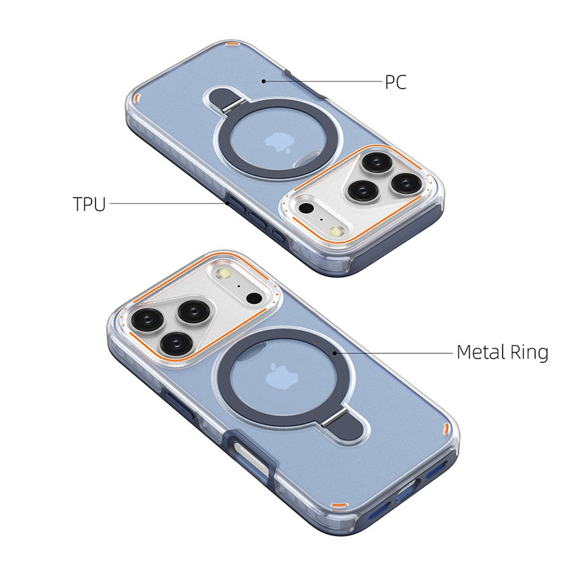 Load image into Gallery viewer, [Built-in Metal Ring Stand][Magsafe Compatible] Apple iPhone 17/Air/Pro/Pro Max Transparent Full-Body Shockproof Phone Case
