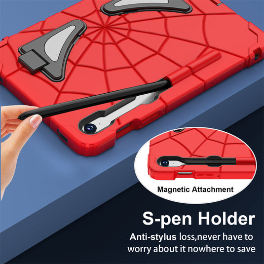 [Built-in Stand][With Card Slot] Samsung Galaxy Tab A7 Lite 8.7“ (2021) Spiderman Cartoon Kids Full-cover Silicone Shockproof Case