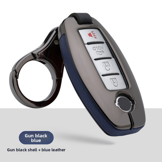 Nissan Zinc Alloy + PU Leather Car Key Fob Case Cover For Serena, Elgrand, Skyline, X-Trail, NoteCube,  March