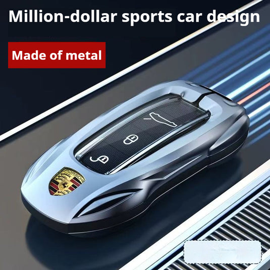 Porsche Stylish Metal Car Key Fob Case Cover For Cayenne, Macan, Panamera, Taycan, 718, 911