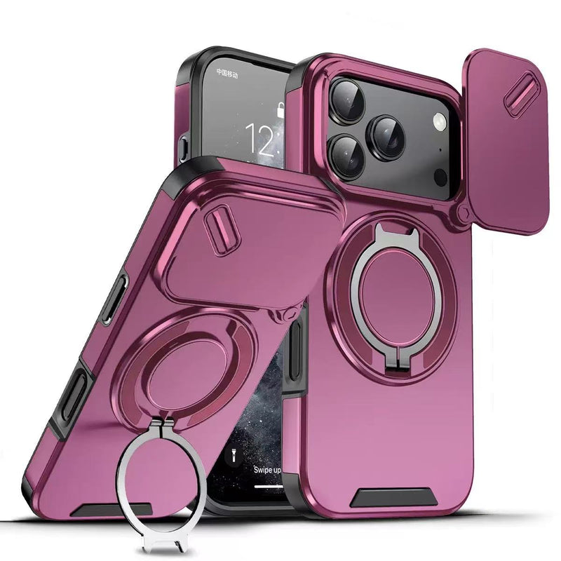 Load image into Gallery viewer, [With Slide Lens Cover] Apple iPhone 17 Pro Max / 18 Pro Max Military-Grade Shockproof Protective Stand Series Case
