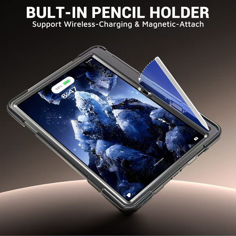 Load image into Gallery viewer, Samsung Galaxy Tab S12 Plus (2026) 12.4" - Heavy Duty 360 Degree Rotate Stand Hand Strap Case With Shoulder Strap
