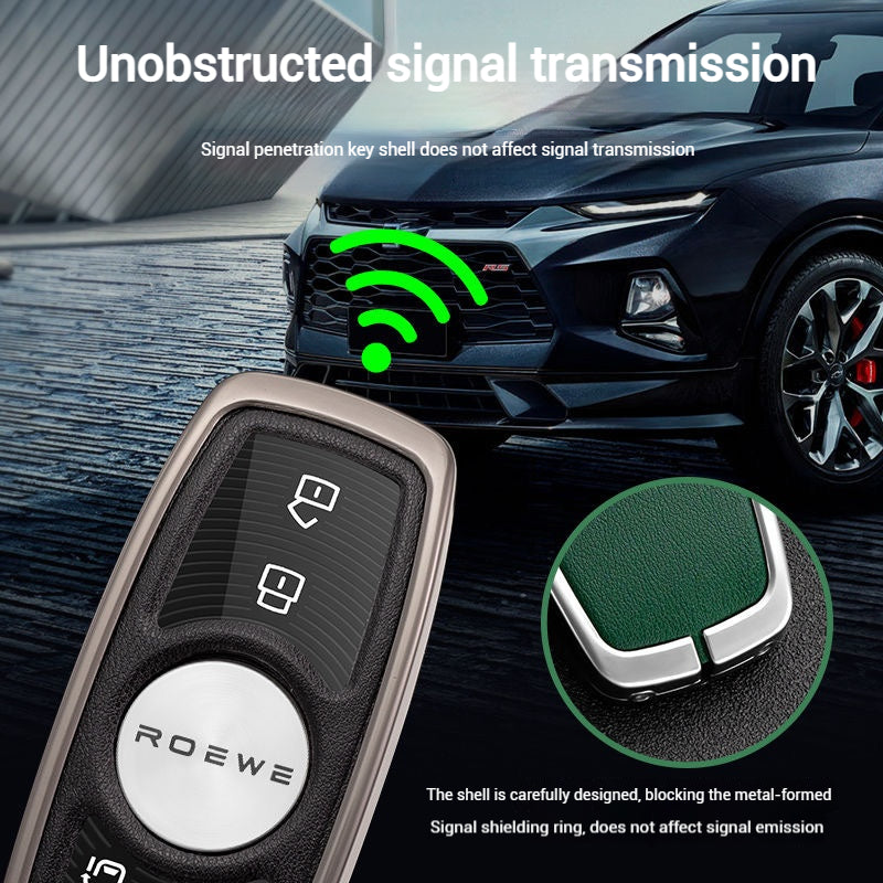Load image into Gallery viewer, Roewe Zinc Alloy + Leather Car Key Fob Case Cover For Ei5, ERX5, eRX5, MARVEL X, i6, iMAX8
