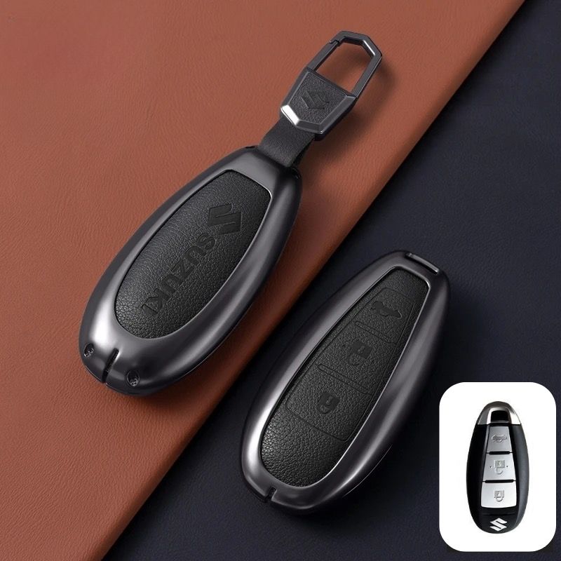 Load image into Gallery viewer, Suzuki Zinc Alloy Geuine Leather Car Key Fob Case Cover For Swift, Vitara, Baleno, Ciaz, SX4,  S-Cross, Jimny, Baleno, Ertiga
