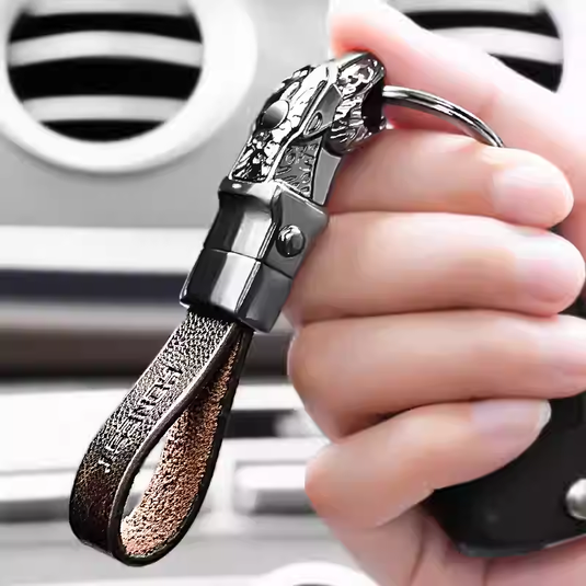 Genuine Leather Car Keychain – Premium Key Ring Chain for Men