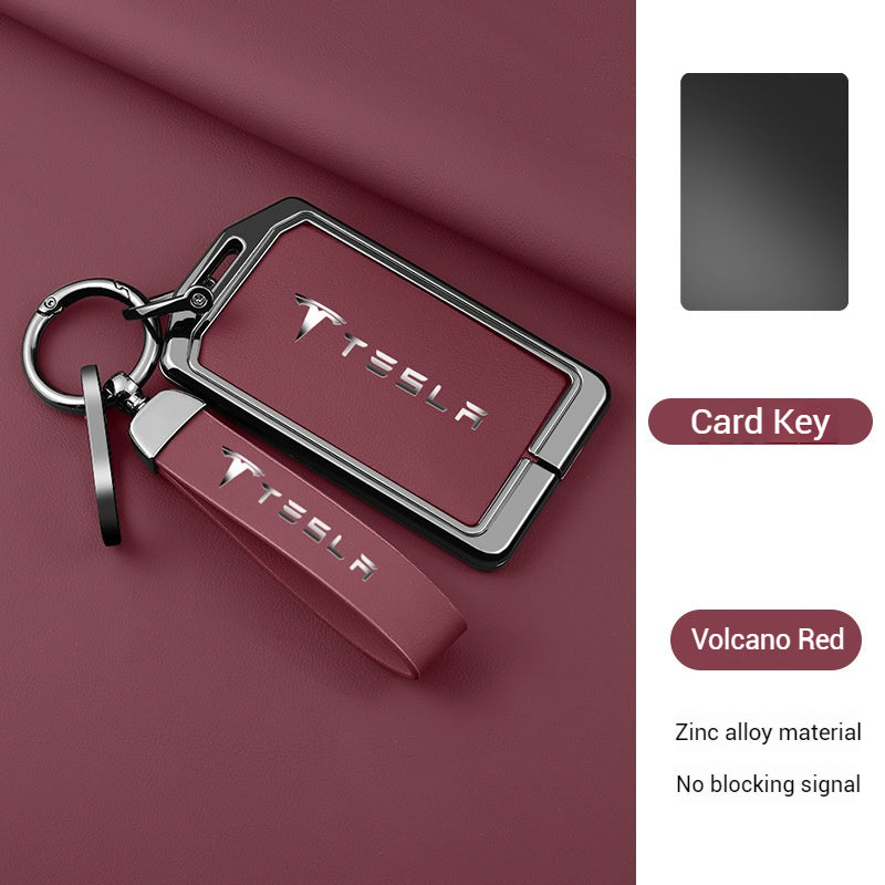 Load image into Gallery viewer, Tesla Zinc Alloy + Leather Card Key Case for Model 3 &amp; Model Y - i-Station Mobile Phone &amp; Electronic Device Repair and Accessories

