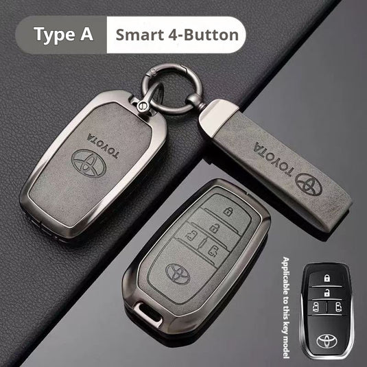 Toyota Zinc Alloy + PU Leather Car Key Fob Case Cover For Camry, RAV4, Highlander, Prado, Crown