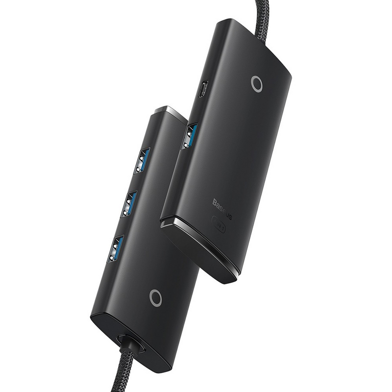 Load image into Gallery viewer, Baseus Lite Series 4-Port USB-A HUB Adapter (USB-A to USB 3.0*4 ) 1m - Black
