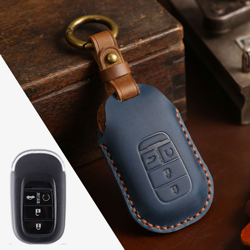 Load image into Gallery viewer, Honda Handcrafted Genuine Leather Car Key Fob Case Cover For CR-V, Accord, Civic, HR-V, Pilot
