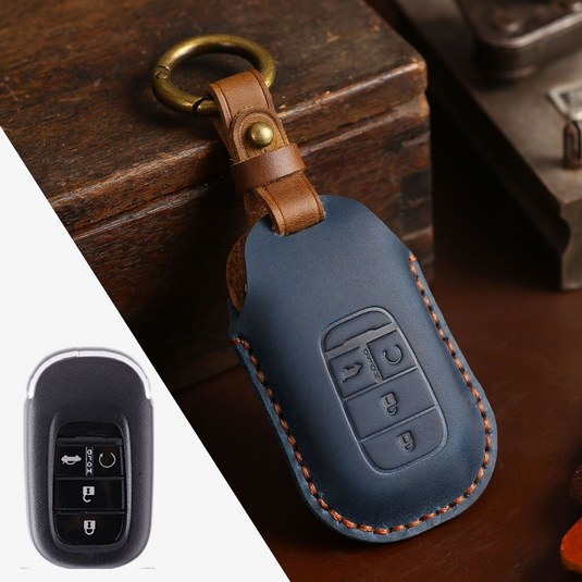 Honda Handcrafted Genuine Leather Car Key Fob Case Cover For CR-V, Accord, Civic, HR-V, Pilot