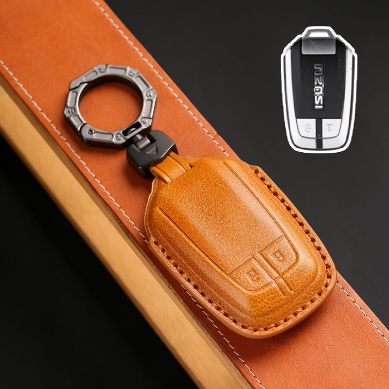 Load image into Gallery viewer, Isuzu Handcrafted Genuine Leather Car Key Fob Case Cover For D-MAX, MU‑X
