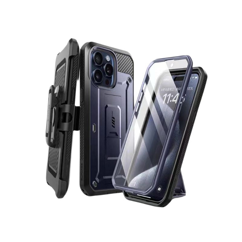 Load image into Gallery viewer, [Built-in Stand] Apple iPhone 15 Pro/Max - Premium TPU Full Covered Belt Heavy Duty Series Case
