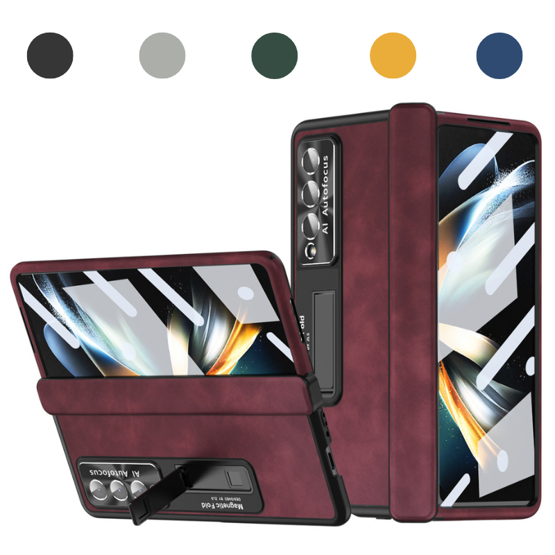 Load image into Gallery viewer, Samsung Galaxy Z Fold 4 SM-F936 Dual-hinge Full-cover Protection Genuine Leather Series Case
