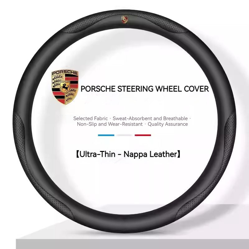 Load image into Gallery viewer, Porsche Genuine Leather Spliced Design with Breathable &amp; Anti-Slip Grip Steering Wheel Cover For 718, Macan, Cayenne, Panamera, 911
