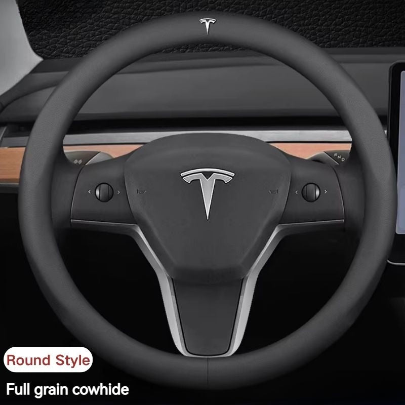 Load image into Gallery viewer, Tesla Genuine Cowhide Leather Steering Wheel Cover For Model 3, Model Y, Model S, Model X - i-Station Mobile Phone &amp; Electronic Device Repair and Accessories
