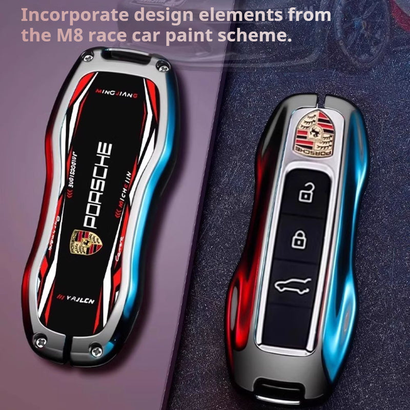 Load image into Gallery viewer, Porsche Stylish Racing-inspired Design Car Key Fob Case Cover For Cayenne, Macan, Panamera, 911, Taycan

