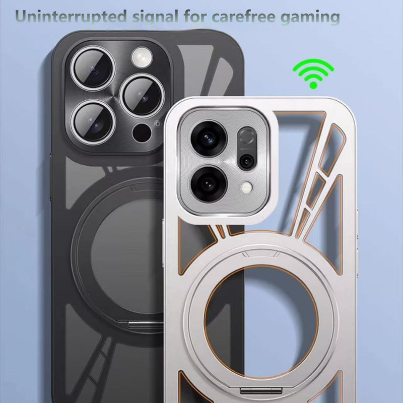 Load image into Gallery viewer, OPPO Find X9/Pro 360° rotation Stand Ice-Cooling Hollow Metal Magnetic Case
