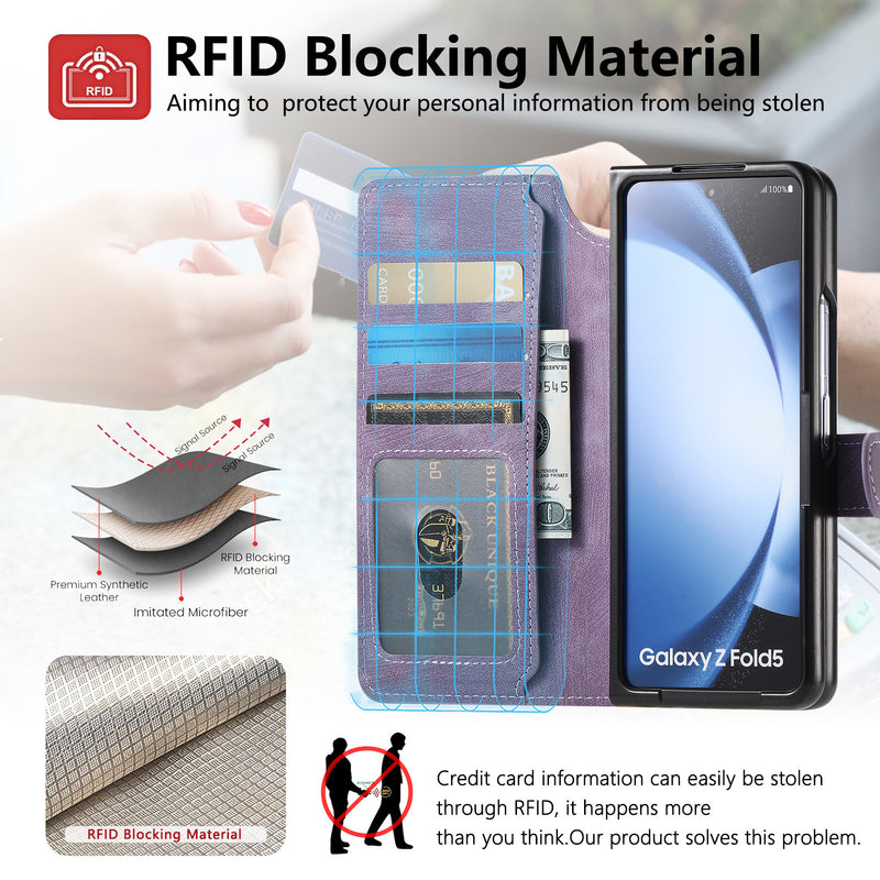 Load image into Gallery viewer, [Magsafe Compatible][Detachable] Samsung Galaxy Z Fold3 SM-F926 Leather Flip Shockproof Wallet Series Case With Card Slot
