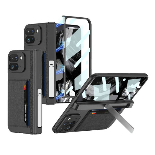 [With Card Slot] Google Pixel 9 Pro Fold - Integrated Shell & Film With Hinged Design Stand Series Case