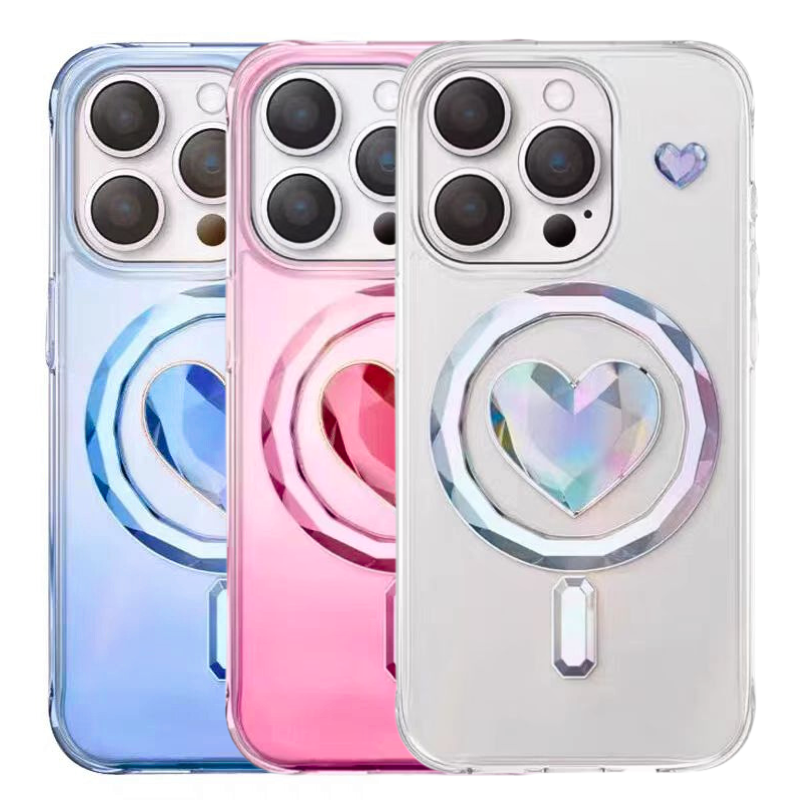 Load image into Gallery viewer, [Magsafe Compatible] Apple iPhone 15 Pro Anti-drop 3D Heart-shaped BlingBling Series Case
