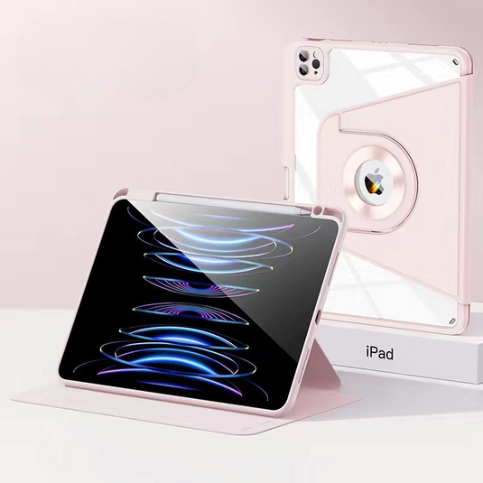 [Detachable][With Pen Slot] Apple iPad 7/8/9 10.2'' 7/8/9th Gen (2019/2020/2021) Magntic 360° Rotating Transparent Back Panel Shockproof Case