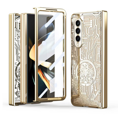 [Built-in Screen Protector] Samsung Galaxy Z Fold 3 SM-F926 Electroplated Mechanical Gear Full-cover Fashion-Forward Series Case - i-Station Mobile Phone & Electronic Device Repair and Accessories