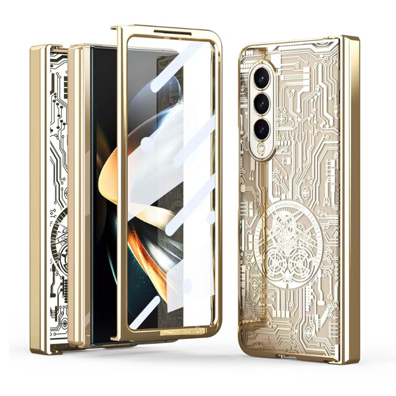 [Built-in Screen Protector] Samsung Galaxy Z Fold 3 SM-F926 Electroplated Mechanical Gear Full-cover Fashion-Forward Series Case - i-Station Mobile Phone & Electronic Device Repair and Accessories