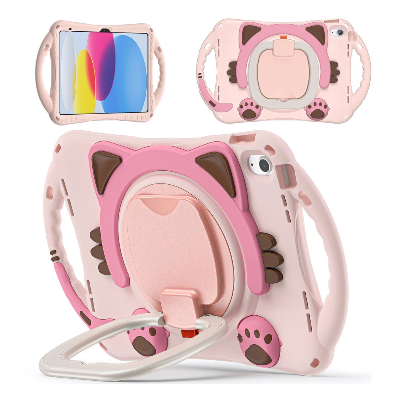 Load image into Gallery viewer, Apple iPad 7th(2019)/iPad 8th(2020)/iPad 9th(2021) 10.2&quot; &amp; Air 3 &amp; Pro 2 10.5“ EVA Kid Friendly Cat Style Heavy Duty Case with Handle Stand Ring
