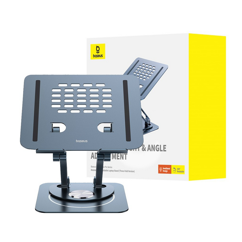 Load image into Gallery viewer, Baseus UltraStable Pro Series Rotatable and Foldable Laptop Stand (Three-Fold Version) Space Grey
