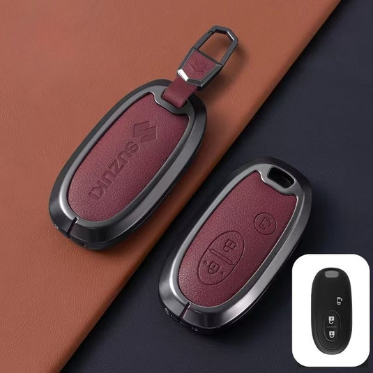 Suzuki Zinc Alloy Geuine Leather Car Key Fob Case Cover For Swift, Vitara, Baleno, Ciaz, SX4,  S-Cross, Jimny, Baleno, Ertiga